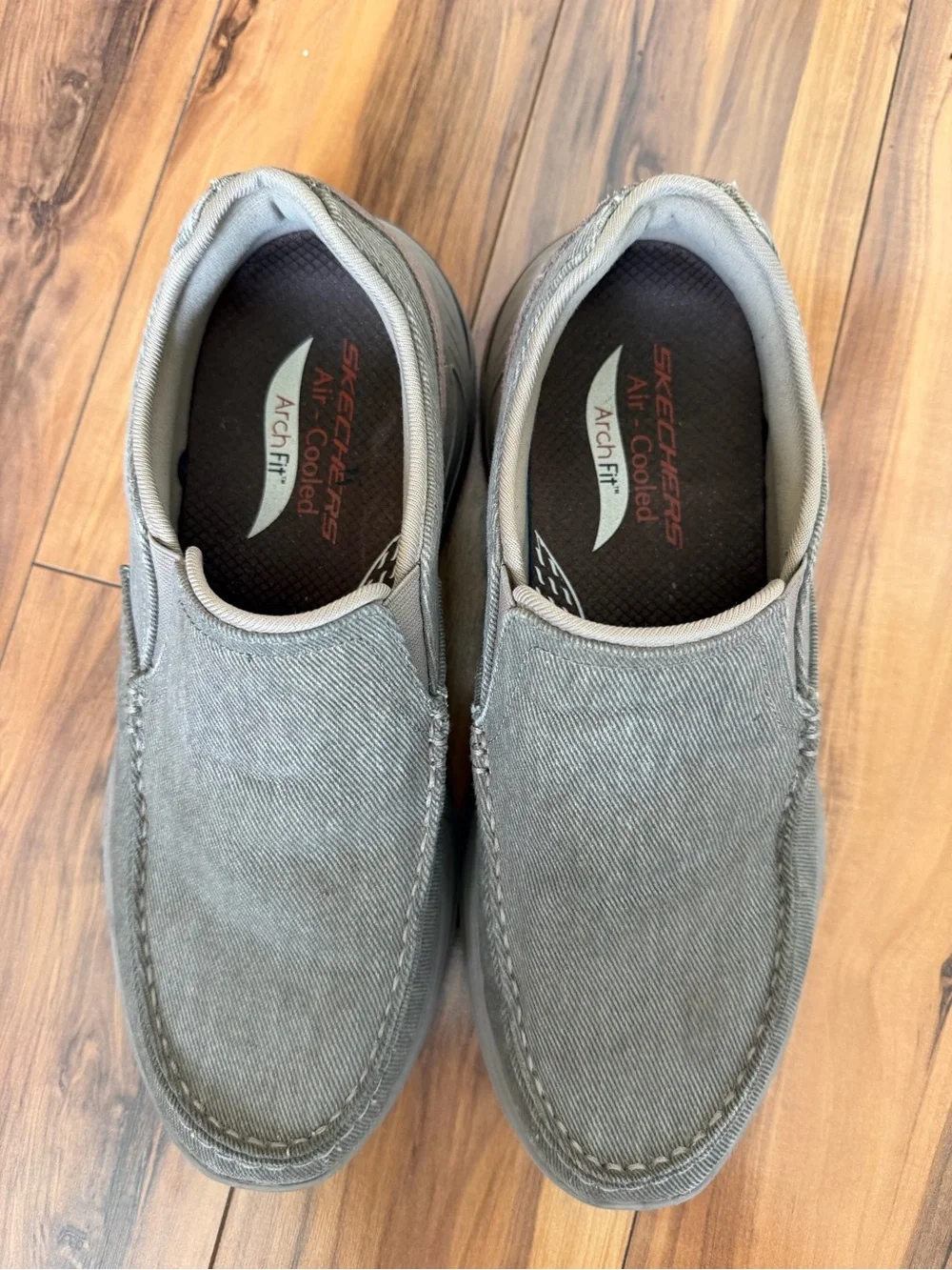 Skechers Men's Arch Fit Slip-On Canvas Loafers in Olive